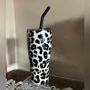 Leopard Print Beverage Travel Tumbler 30 oz Never Used